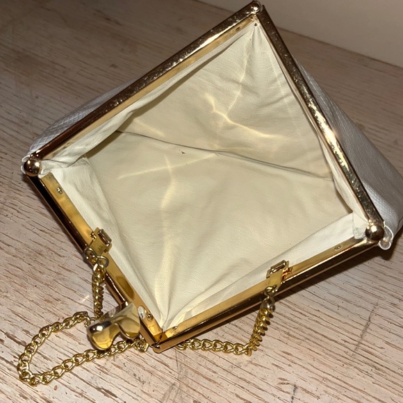 Vintage White Alligator Leather 1950’s Clutch Handbag Purse Formal - Picture 12 of 16
